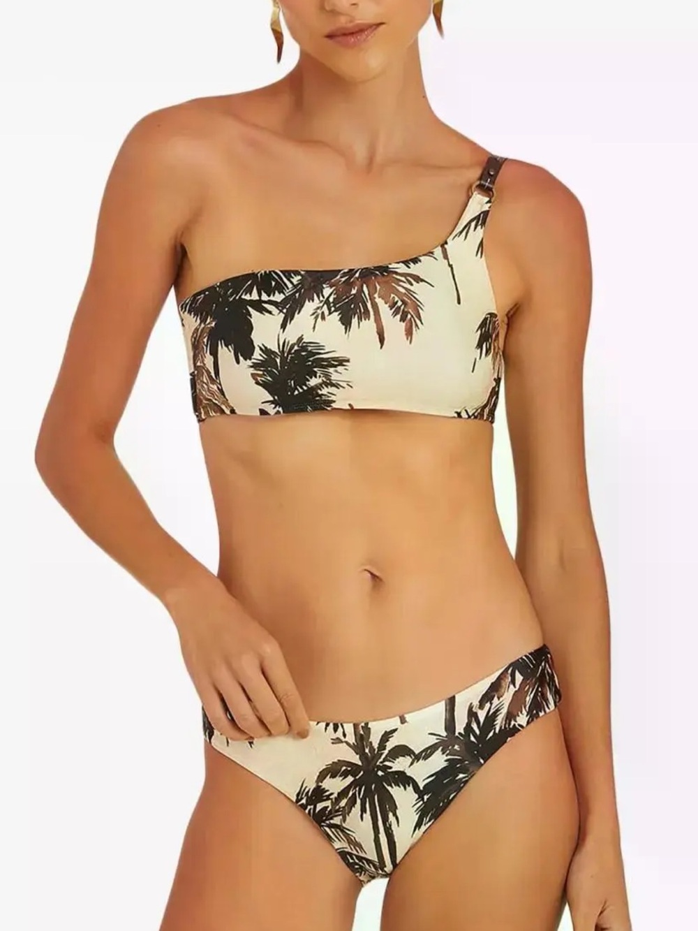 NWT LENNY NIEMEYER  Corumbau-Print One-Shoulder Bikini Top And High Waist Bottom